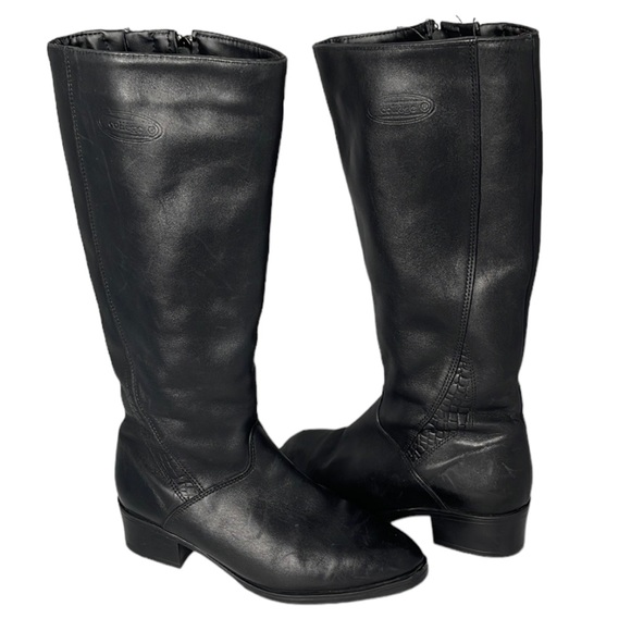 Regence Shoes College By Regence Black Leather Knee High Zippered